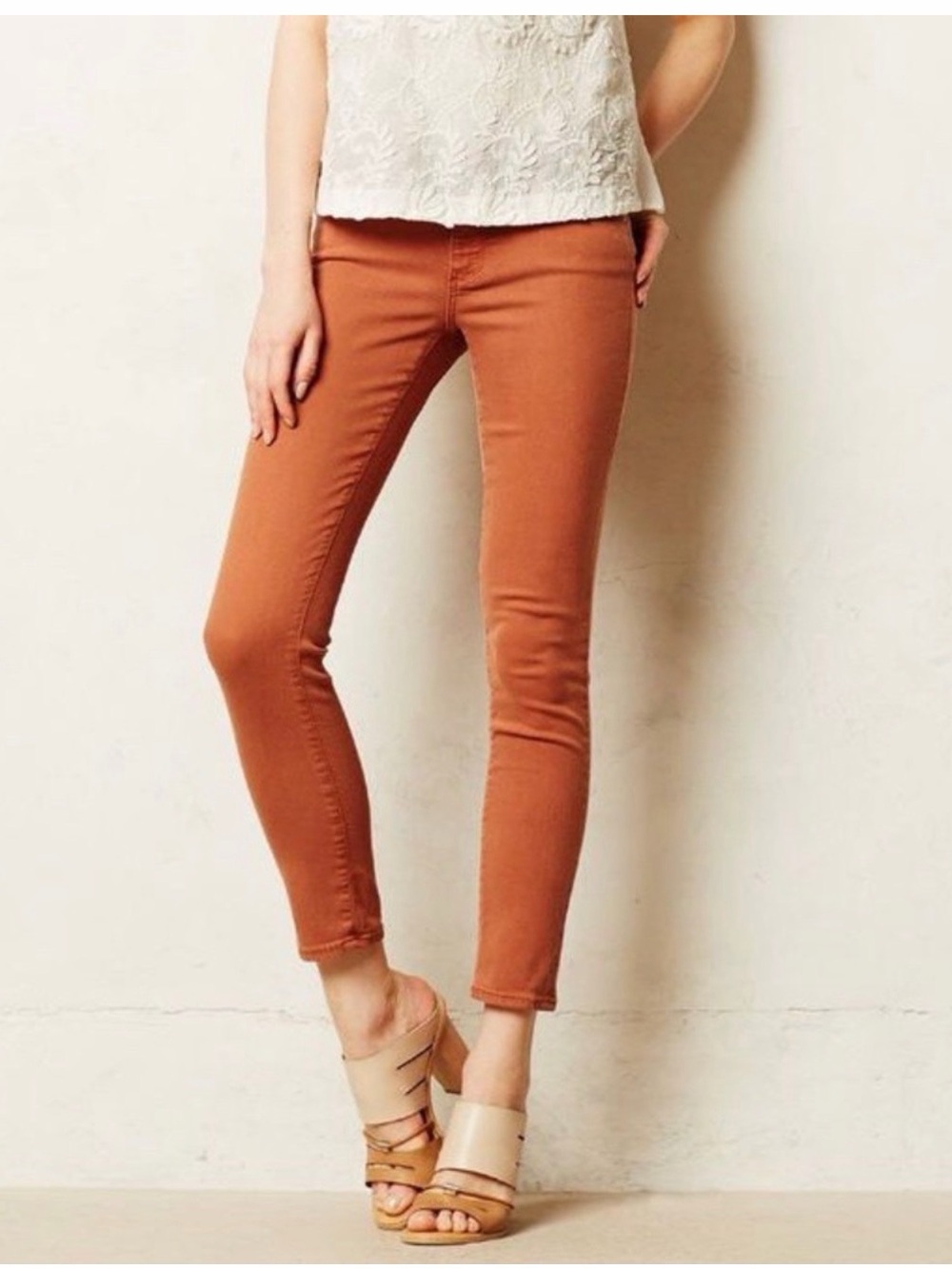 AG The Stevie Ankle Slim Straight Terracotta Rust Pants 28